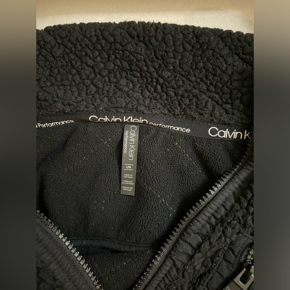 Calvin Klein Performance Teddy Sherpa Zip Up Jacket in Black Size L - Picture 5 of 11